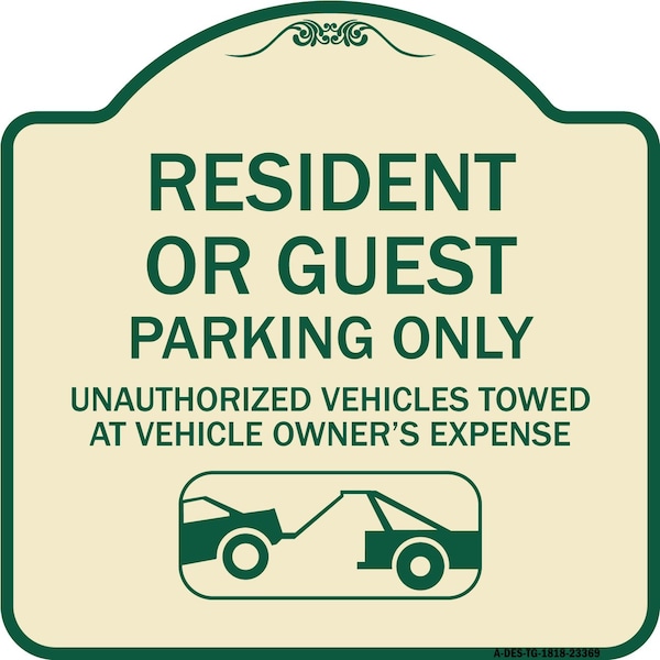 Parking Restriction Resident or Guest Parking Only Unauthorized Vehicles Towed at Own, TG-1818-23369